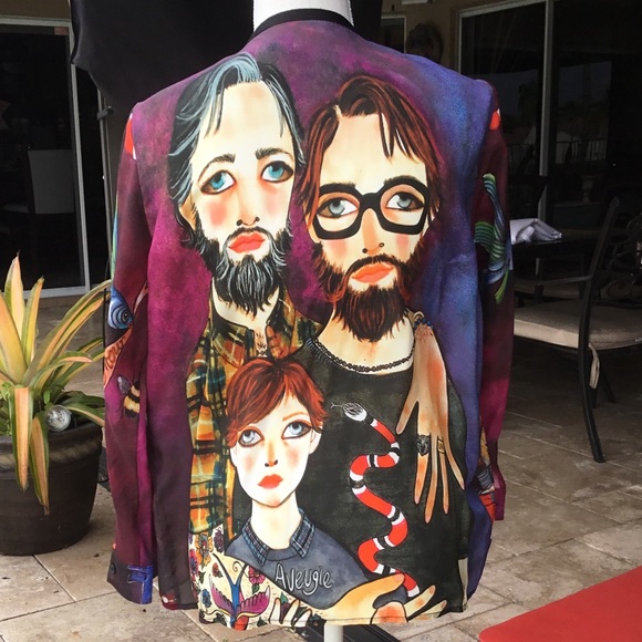 Custom Handmade Abstract Satin Blouse - Picture 2 of 2